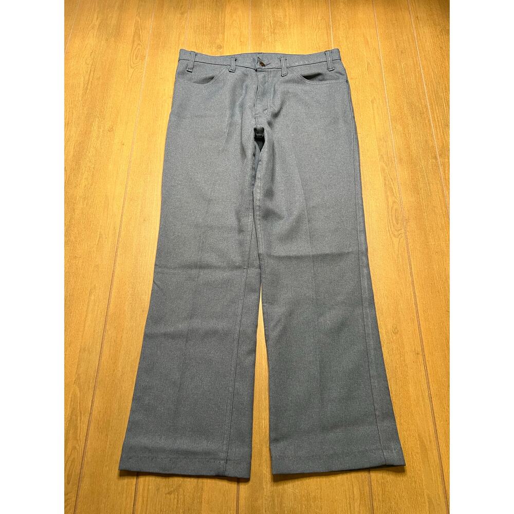 Levi’s Sta-Prest Pants Mens 34x38 Gray Polyester Vintage USA Bootcut ( Tag 35x32